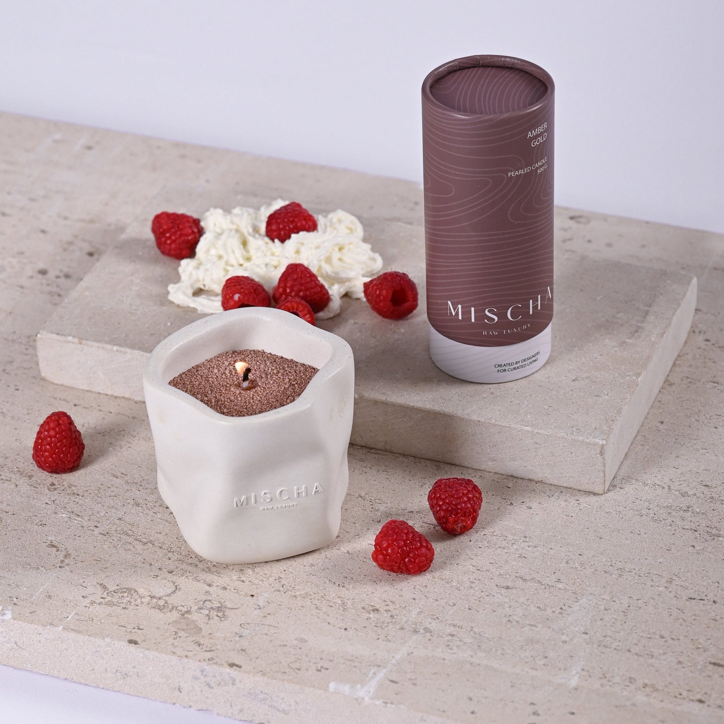 Pearled Candle & Ivory Vessel Set